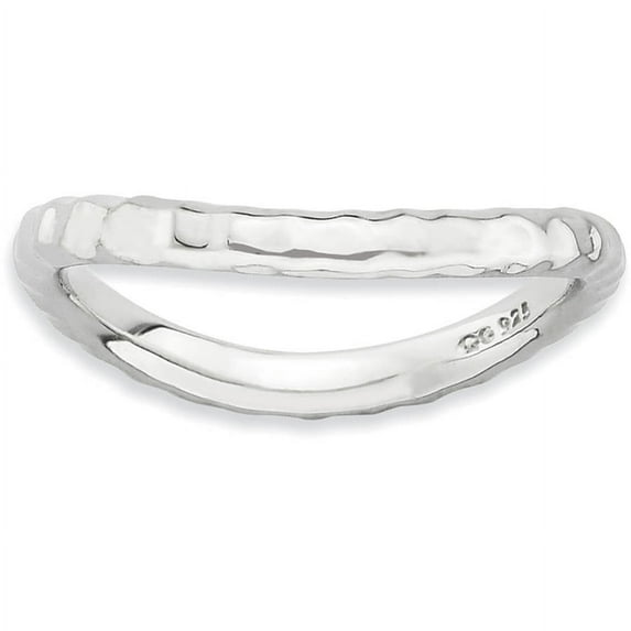 Sterling Silver Polished Rhodium-Plate Wave Ring