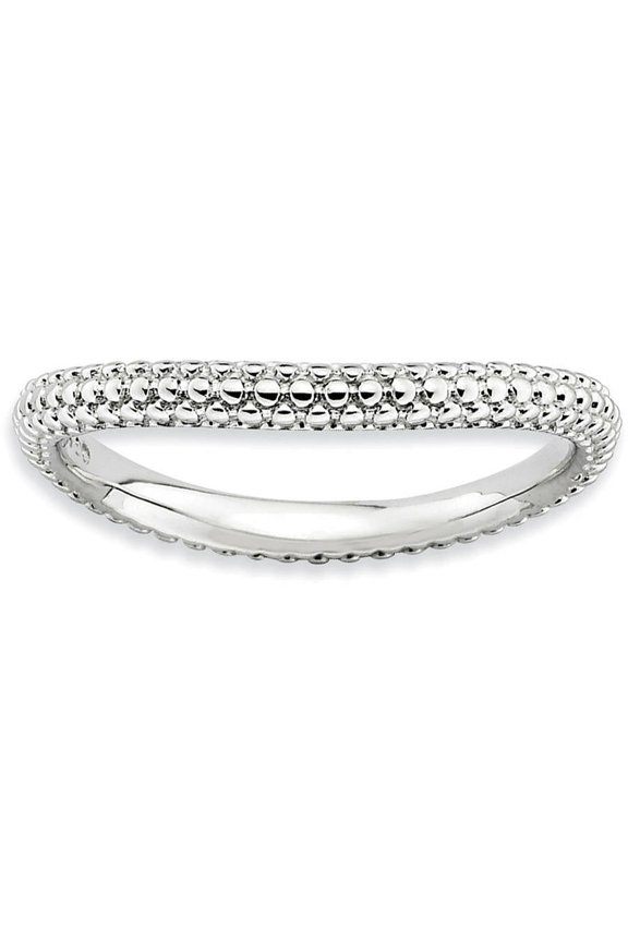 Sterling Silver Polished Rhodium-Plate Wave Ring