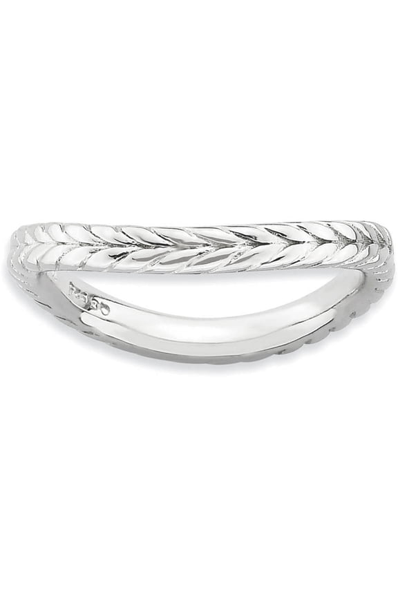 Sterling Silver Polished Rhodium-Plate Wave Ring