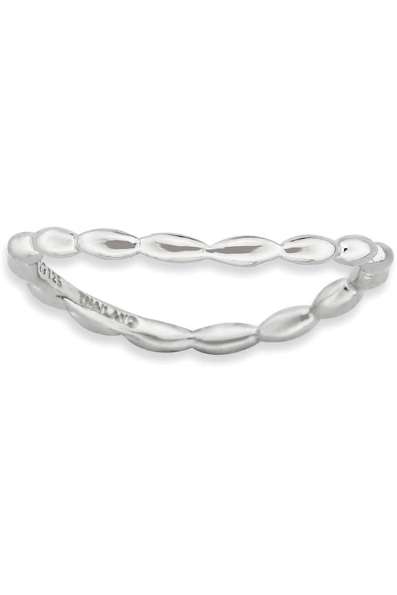 Sterling Silver Polished Rhodium-Plate Wave Ring