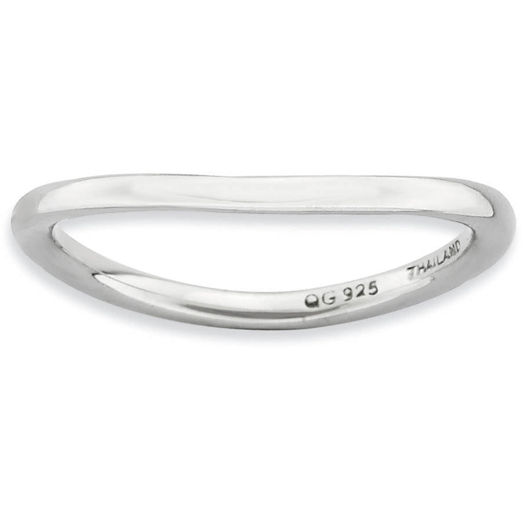 Sterling Silver Polished Rhodium-Plate Wave Ring
