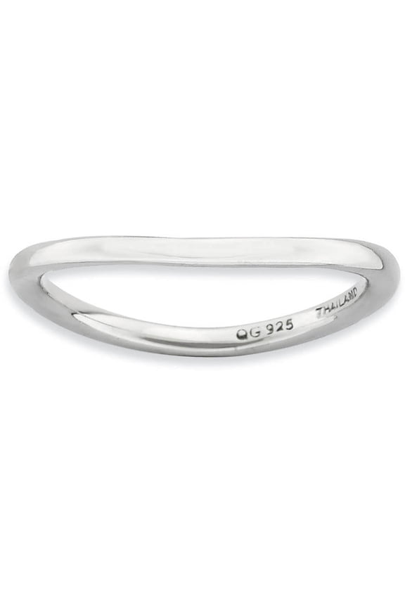 Sterling Silver Polished Rhodium-Plate Wave Ring