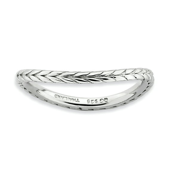 Sterling Silver Polished Rhodium-Plate Wave Ring