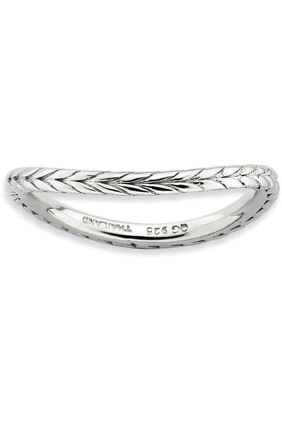 Sterling Silver Polished Rhodium-Plate Wave Ring