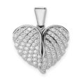 thumbnail image 1 of Sterling Silver Polished Rhodium-Plated Cz Opening Wings & Heart Pendant, 1 of 4