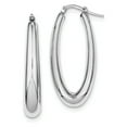 thumbnail image 1 of Sterling Silver Polished Rhodium Plated Hollow Hoop Earrings (38 X 18) Made In Italy qe8278, 1 of 2
