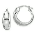 thumbnail image 1 of Sterling Silver Polished Rhodium Plated Hollow Hoop Earrings, 1 of 3