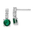 thumbnail image 1 of Sterling Silver Polished Rhodium-plated Green/Clear CZ Post Dangle Earrings, 1 of 3