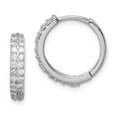 thumbnail image 1 of Sterling Silver Polished Rhodium-plated Hinged Hoop Earrings, 1 of 2