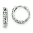 thumbnail image 1 of Sterling Silver Polished Rhodium-plated Hinged Hoop Earrings, 1 of 1