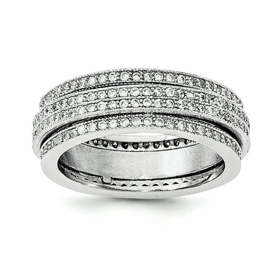 Sterling Silver Polished Rhodium-plated Pav‚ Eternity Motion Ring