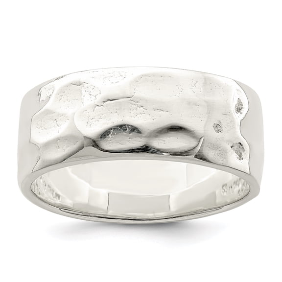 Sterling Silver Hammered Polished Ring QR6059