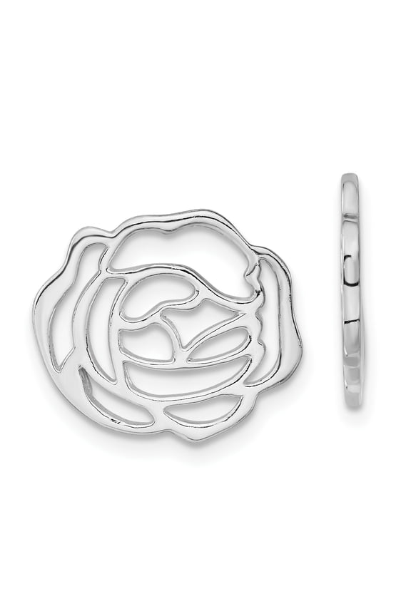 Sterling Silver Polished Rose Floral Earring Enhancers Sterling Silver Earrings