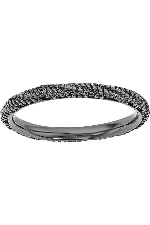 Sterling Silver Polished Ruthenium-Plated Ring