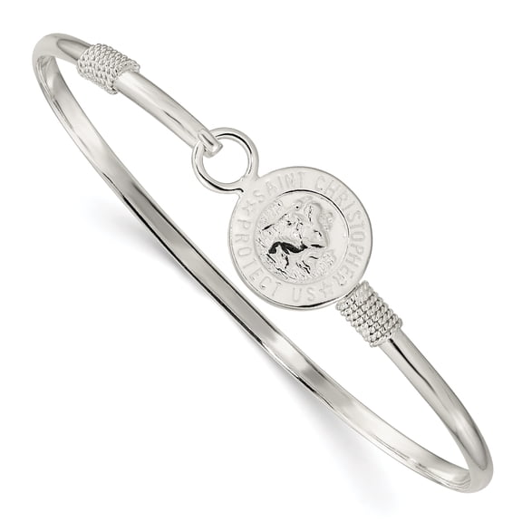 Sterling Silver Polished Saint Christopher Bangle QB1251