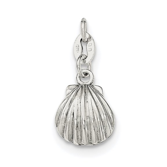 Sterling Silver Polished & Satin Seashell Charm
