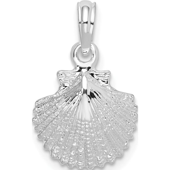 Jewelry by Sweet Pea De-Ani Sterling Silver Rhodium-Plated Polished Scallop Shell Pendant