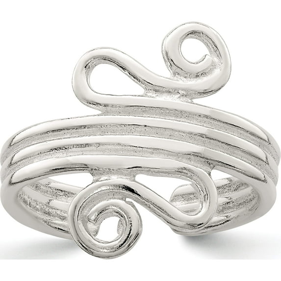Sterling Silver Polished Scroll Toe Ring Made In United States qr786