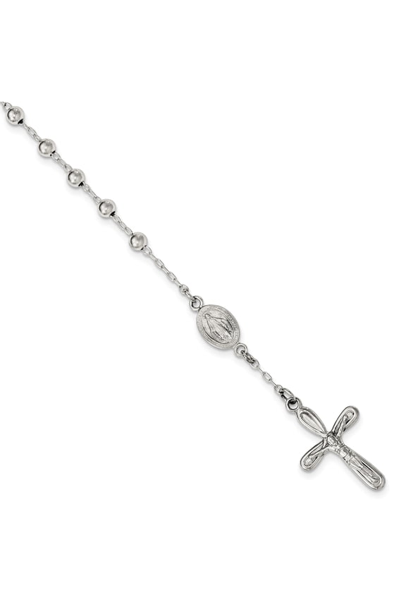Sterling Silver Polished Single Decade Rosary Bracelet