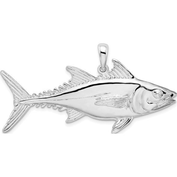 Jewelry by Sweet Pea De-Ani Sterling Silver Rhodium-Plated Polished Skipjack Tuna Fish Pendant