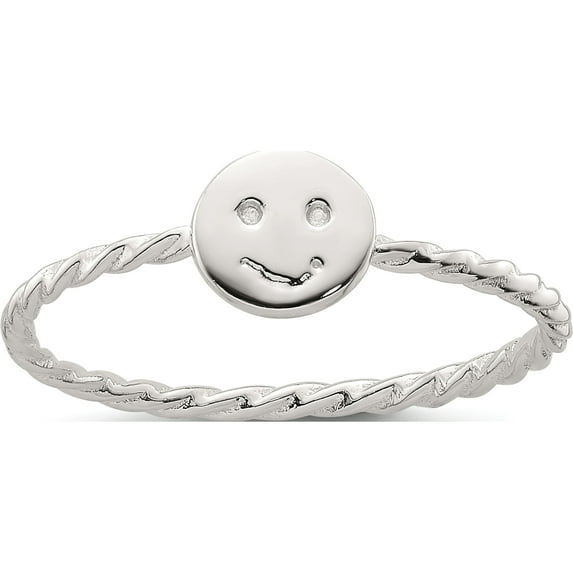 Sterling Silver Polished Smiley Face Twisted Ringsize 6 - Jbsp