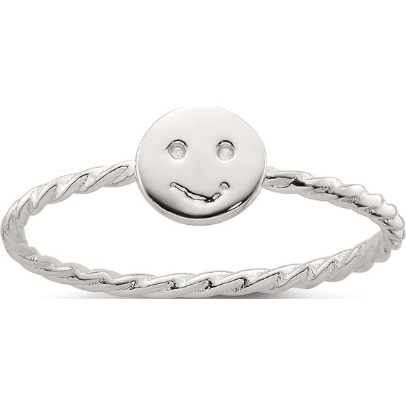 Jewelry by Sweet Pea Sterling Silver Polished Smiley Face Twisted Ring