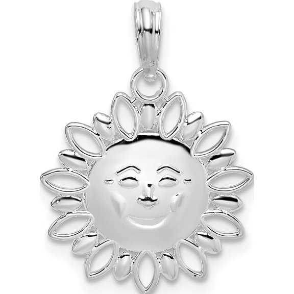 Jewelry by Sweet Pea De-Ani Sterling Silver Rhodium-Plated Polished Smiling Sun Pendant