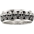 thumbnail image 1 of Sterling Silver Polished Spinning Center Antiqued Skull Ring (Size 11) Made In Thailand qr6775-11, 1 of 5