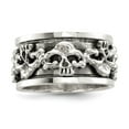 thumbnail image 1 of Sterling Silver Polished Spinning Center Antiqued Skull Ring, 1 of 5