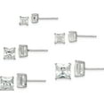 thumbnail image 1 of Sterling Silver Polished Square White Cz Post Earrings 5-Pair Set (7 X 7) Made In India qe12187set, 1 of 5