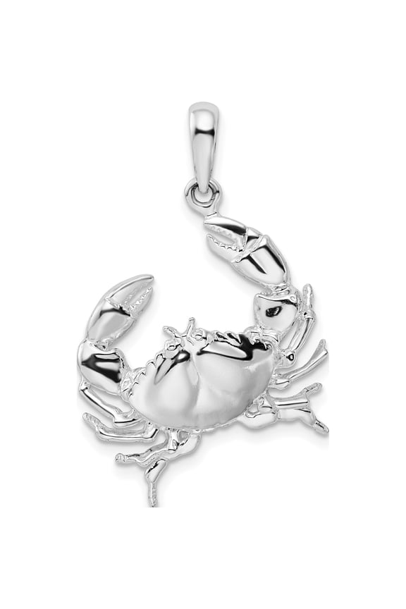 Sterling Silver Polished Stone Crab Pendant (Width 21) (Length 34) - Jbsp
