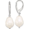 thumbnail image 1 of Sterling Silver Polished Teardrop Fwc Pearl Leverback Dangle Earrings (Width 10 To 11) (Length 32) - Jbsp, 1 of 5