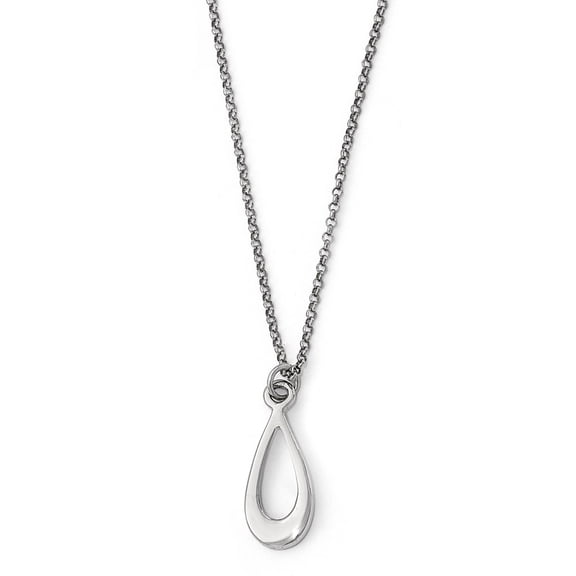 Finest Gold Sterling Silver Polished Teardrop with 1 in. Extension Necklace