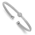 thumbnail image 1 of Sterling Silver Polished Textured CZ Circle Flexible Cuff Bangle, 1 of 3
