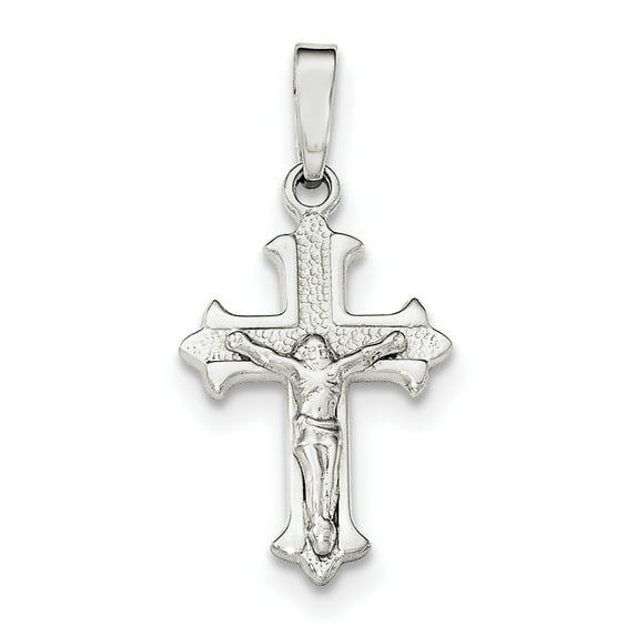 Sterling Silver Polished Textured Crucifix Pendant (32.5 X 16) Made In India qc8309
