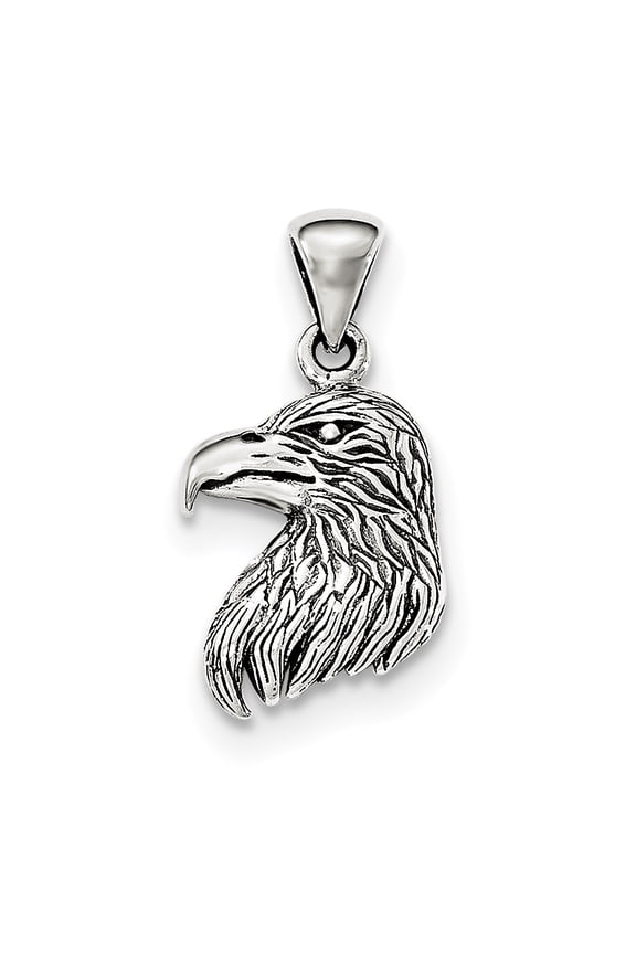 Sterling Silver Polished Textured Eagle Head Pendant