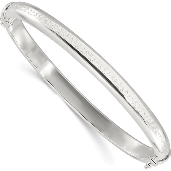 Jewelry by Sweet Pea Sterling Silver Polished Textured Hinged Bangle Bracelet