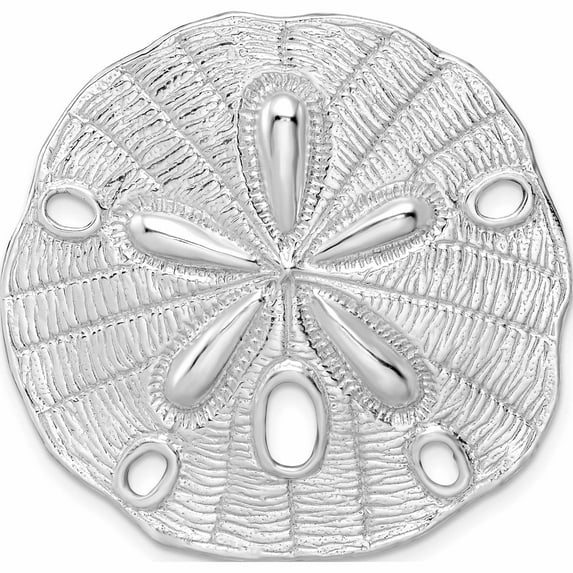 Sterling Silver Polished/Textured Large Sand Dollar Slide (33.61 X 32.15) Made In United States -Jewelry By Sweet Pea