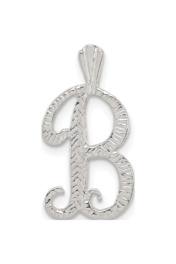 Sterling Silver Polished Textured Letter B Initial Chain Slide Material Primary - Inspired Breathtaking Sparkling Inspired by artistry and crafted with passion