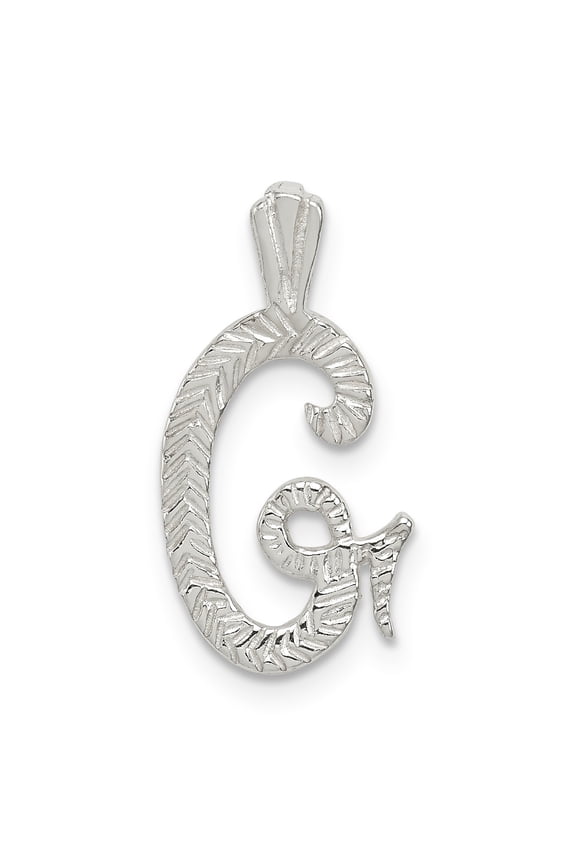 Sterling Silver Polished & Textured Letter G Chain Slide