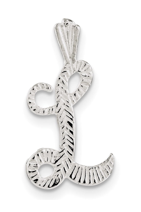 Sterling Silver Polished & Textured Letter L Chain Slide