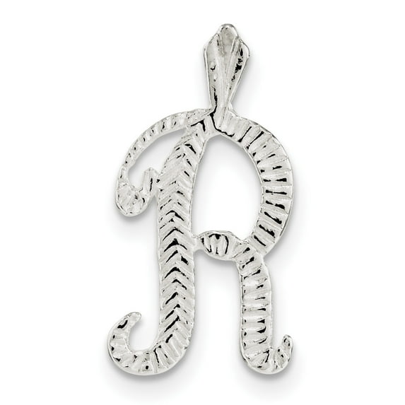 Sterling Silver Polished & Textured Letter R Chain Slide