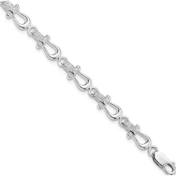Sterling Silver Polished/Textured Mariners Link Bracelet(Length 8) - Jbsp