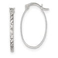 thumbnail image 1 of Sterling Silver Polished & Textured Oval Hoop Earrings, 1 of 1