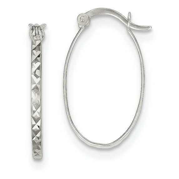 Sterling Silver Polished & Textured Oval Hoop Earrings