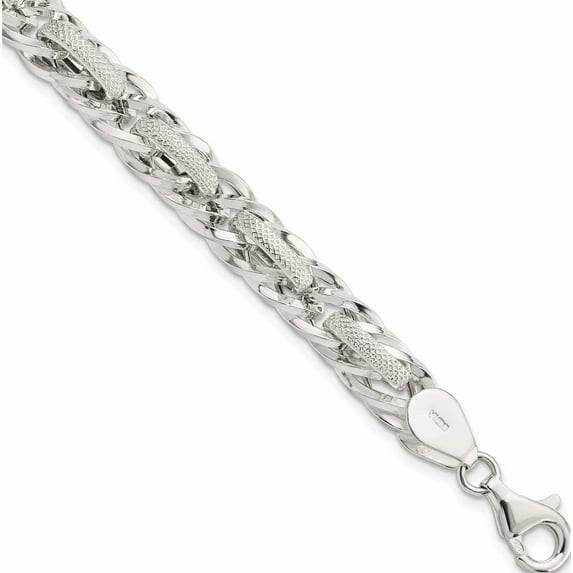 Sterling Silver Polished & Textured Oval Link 7In Bracelet (7 X 8.15) Made In India -Jewelry By Sweet Pea