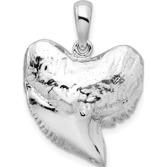 Jewelry by Sweet Pea De-Ani Sterling Silver Rhodium-Plated Polished and Textured Shark Tooth Pendant