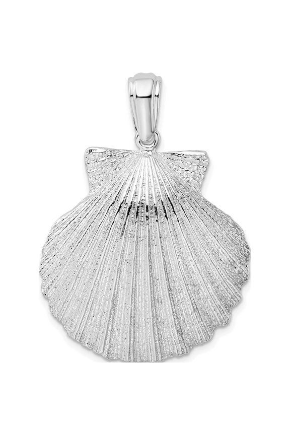 Sterling Silver Polished/Textured Shell Pendant(Length 38.85) - Jbsp