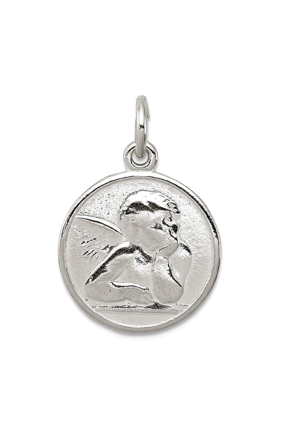 925 Sterling Silver Solid Polished and Textured Small Raphael Religious Guardian Angel Pendant Necklace 22.69x15.32mm Wi