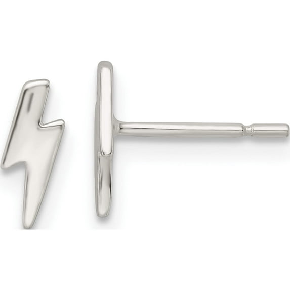 Sterling Silver Polished Tiny Lightning Post Earrings (8.9 X 3) Made In India qe16468